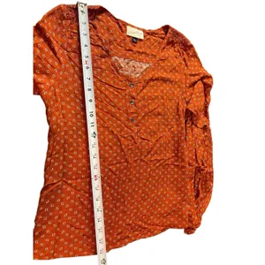 Universal Threads Orange Patterned Long Sleeve  Pullover Lightweight Top XS thumbnail 9