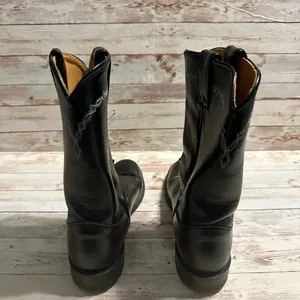 Justin Boots J Diamond L3233 Black Leather Roper Western Boots Women's Size 6.5E thumbnail 11