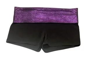 VS PINK Yoga Shorts Foldover Black Purple Snake Animal Print Y2K Vtg Size‎ M thumbnail 1