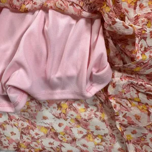 Lush Midi Dress Women's Medium Dusty Rose Yellow Floral Print Ruffle New thumbnail 5