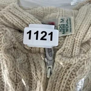 Aran Crafts Size M Full Zip Cardigan Sweater Ireland Fisherman Cable Knit Cream‎ thumbnail 11