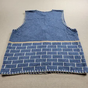 Vintage Longaberger Women's Vest 1X Blue Denim Embroidered Stitched Holiday NEW‎ thumbnail 11