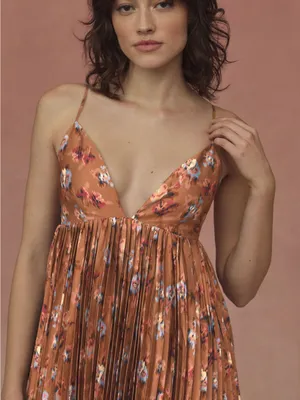 BHLDN Maya Pleated V-Neck Midi Dress thumbnail 3