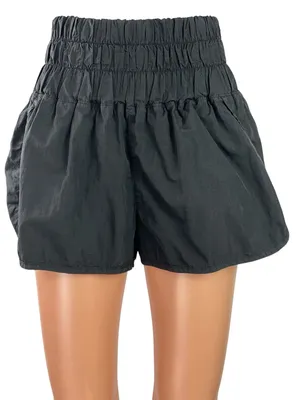Free People FP Movement Black High Rise Smocked Running Athletic Mini Shorts M thumbnail 1