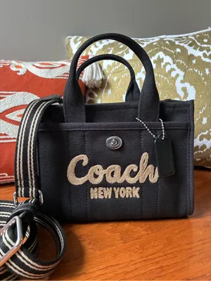 Coach Cargo Embroidered Tote Crossbody Bag 20, NWT, Black / Silver thumbnail 5
