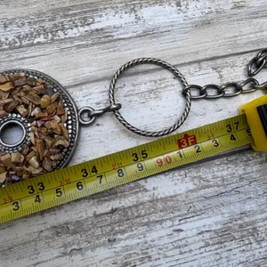 Medallion Chain Link Belt OS Brown Silver Boho Stone Inlay Earthy Artsy Western thumbnail 8