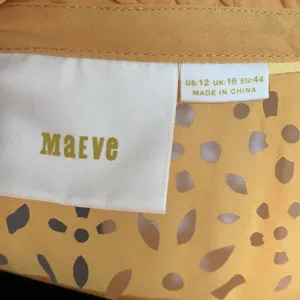 Maeve by Anthropologie sleeveless flower yolk tie neck mustard color size 12 thumbnail 4