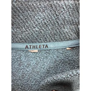 Athleta Stroll‎ Fleece Moto Vest Dark Teal Blue 860063-01 Womens Large L/T thumbnail 7