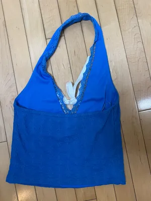 Wild Fable Bright Blue Stretch Lace Seamless Halter Top Size XS thumbnail 4