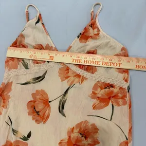 Patrons of Peace Floral Midi Dress Orange Poppy Lace Trim Rayon‎ Boho Medium thumbnail 6