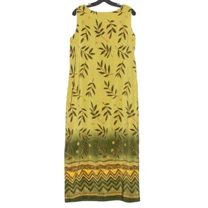 JM Collection‎ Vintage Dress Boho Tropical Retro Minimalist Floral Green Large thumbnail 2