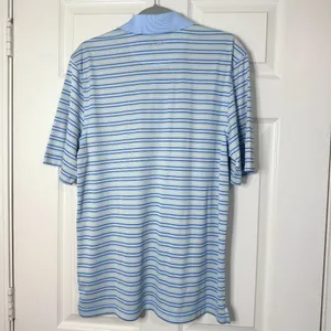 Greg Norman Polo Shirt Light Blue and Yellow Stripes ML75 Microlux Play Dry (M) thumbnail 7