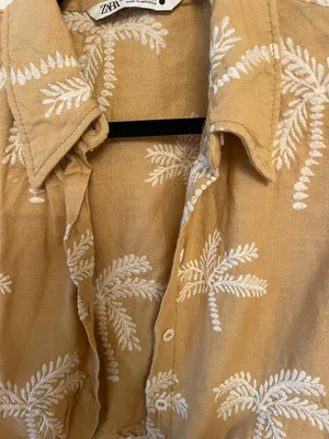 ZARA Linen Blend Set Crop Shirt And Skirt Size M thumbnail 6