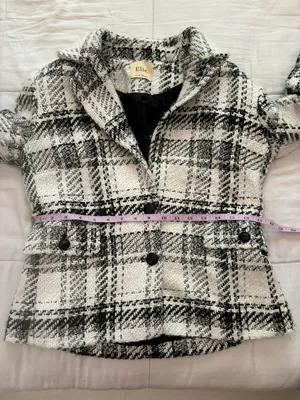 Elie Tahari Tweed Plaid Wool Blazer Size 8 thumbnail 8