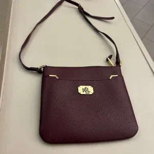 Lauren Ralph Lauren Pebbled Burgundy Crossbody with Gold Hardware-Excellent thumbnail 1