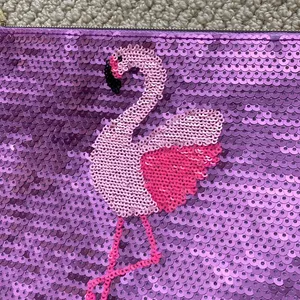 Tarte Sequin Flamingo Pink Purple Sequin Cosmetics Case Makeup Bag Like New thumbnail 3