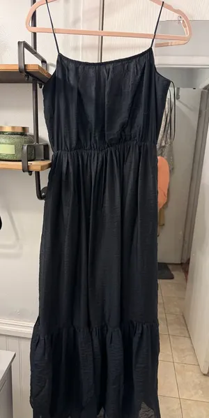 Abercrombie & Fitch Black Spaghetti-Strap Maxi Dress thumbnail 1