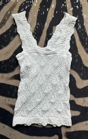 White Amazon Tank - Flower Design  thumbnail 1