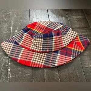 AERIE NWT Fall Plaid‎ Bucket Hat One Size Fisherman Style Cotton Viscose Blend thumbnail 2