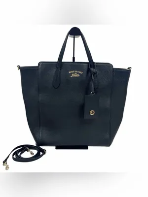 Gucci Swing Leather Tote with Detachable Strap 22179564 -black thumbnail 2