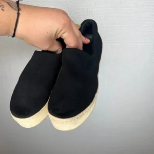 Opening Ceremony Black Ribbed Knit Platform Slip On Sneakers Women Size 37 thumbnail 2