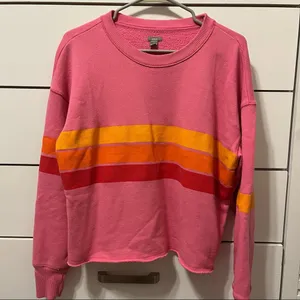 Aerie Pink Yellow Orange Stripe Crewneck thumbnail 3