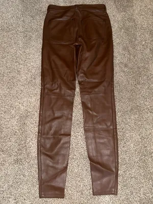 Free People Brown Faux Leather Pants, Size 26 thumbnail 3