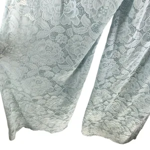 PrettyLittleThing Womens Pants Wide Leg Lace Satin Sheer Light Blue 6 thumbnail 3