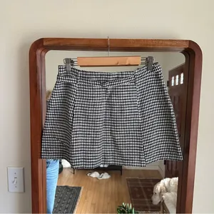 NEW Reformation Rory Linen Mini Skirt in Remy Check Black and White Women's 4 thumbnail 5