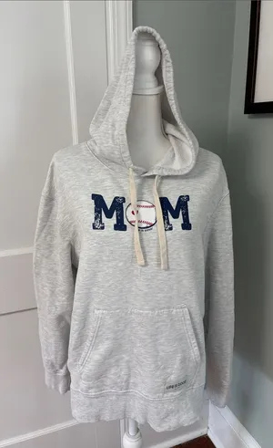 Life is Good Baseball Mom Gray Hoodie Sweatshirt size Large thumbnail 1