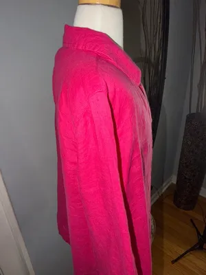 Isaac Mizrahi 100% Linen Bright Pink Linen V-Neck Tunic thumbnail 4