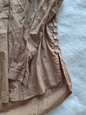 Anthropologie Charlie Side Button Tunic Shirt Brown Tan Sz S Cotton thumbnail 3