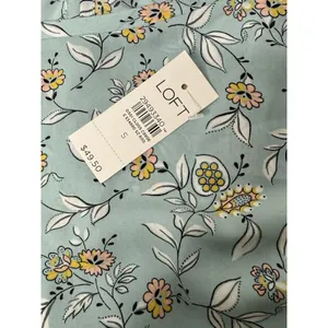 Loft Aqua Floral Print Mixed Media Blouse‎ Women Small Pleated Back Career Party thumbnail 9