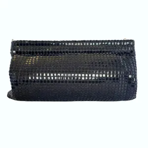 Vintage Lumured Navy Blue Luma Mesh Crossbody Clutch Frame Handbag Evening Bag thumbnail 3