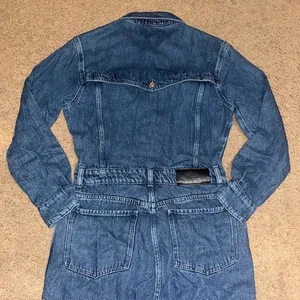 7 For All Mankind‎ Western Denim Jumpsuit Long Sleeve Wide Leg Dolly Blue Medium thumbnail 8