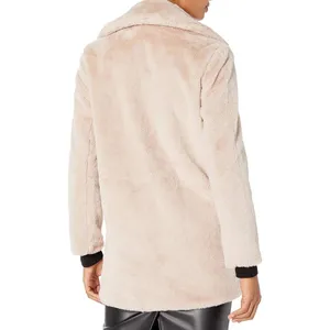 Rachel Rachel Roy Women Beige Faux‎ Fur Notch Lapel Snap Front Coat Medium thumbnail 2