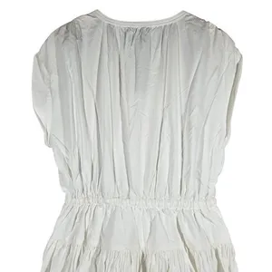 J‎ Crew White Tiered Drop-waist Midi Dress Elastic Waist Drawstring Zip Front L thumbnail 6