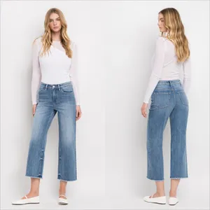 Vervet Super High Rise Raw Hem Wide Leg Crop Jeans Size 29 Stretch thumbnail 2