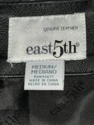 East 5th Black Leather Jacket Coat Women’s Size Medium Full Zip Side Pockets EUC thumbnail 4