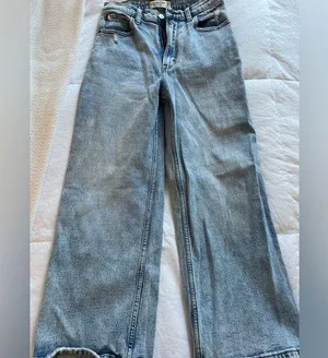 Abercrombie & Fitch Light Blue Crop Wide Leg Jeans thumbnail 1