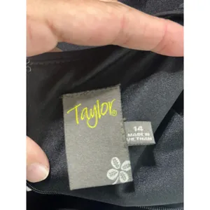 Taylor Womens Black White Scalloped Colorblock Sleeveless Sheath Dress Size 14 thumbnail 5