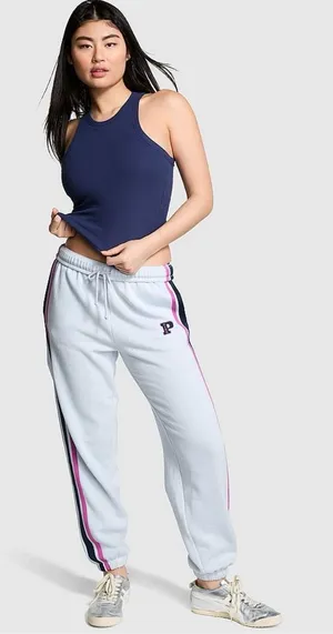Victoria's Secret PINK Hydrangea Blue Cuffed Fleece Jogger size XS NWT thumbnail 1