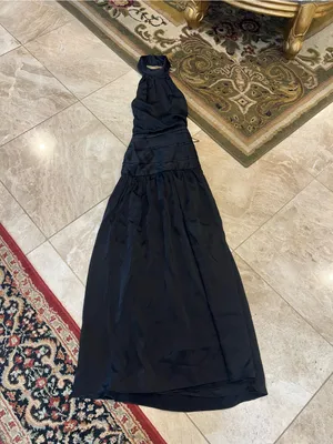 Reformation Zaria Silk Dress in Black thumbnail 3