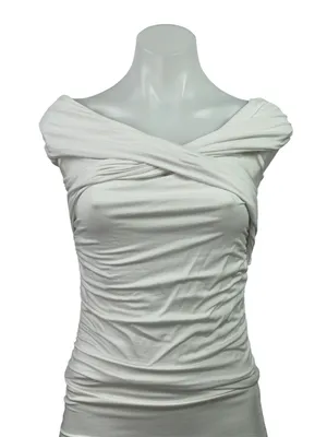 Abercrombie &. Fitch Women White Off The Shoulder Cross V Neck Blouse Top Size S thumbnail 1