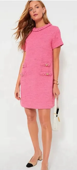 TUCKERNUCK Women Small Pink Tweed Jackie Dress Small - READ thumbnail 1