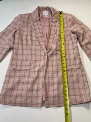 Nine West Blush Pink Plaid Single-Button Blazer Size Medium NWOT thumbnail 2