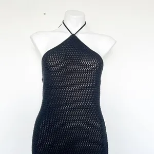 NEW Aqua Halter Crochet Dress MEDIUM thumbnail 8