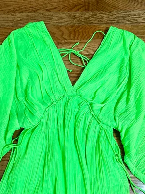 Neon Green Design Trapeze Mini Dress XS thumbnail 5
