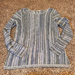 J Jill Striped Knit Sweater Pullover Long Sleeve‎ Blue Grey XS thumbnail 1