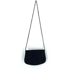 Vintage‎ Beaded Snap Flap Corded Strap Clutch Shoulder Bag Black Small Flapper thumbnail 14